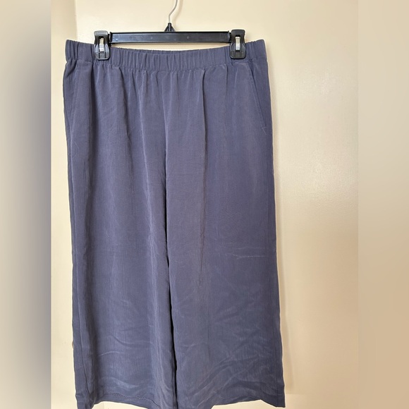Pure J. Jill Sand Washed Navy Blue Cropped Wide Legged Pants- Size Med Petite - Picture 1 of 5